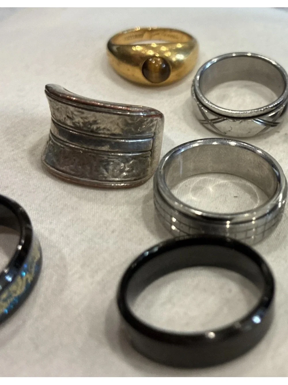 Mixed Metal Ring Lot - Black, Silver, Gold
